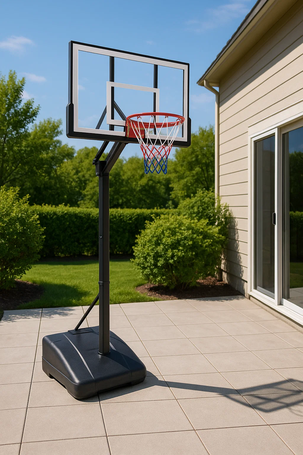 Jeu de sport, panneau de basket-ball noir avec base et filet en plastique et métal pour usage extérieur, 110 x 70 x 300 cm jGUXtmPd96dm