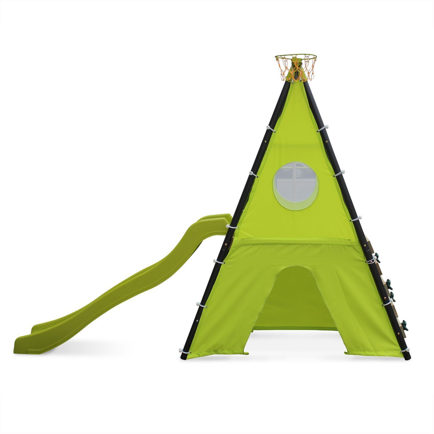 Kinderspielplatz mit Schaukel und Rutsche, Grün