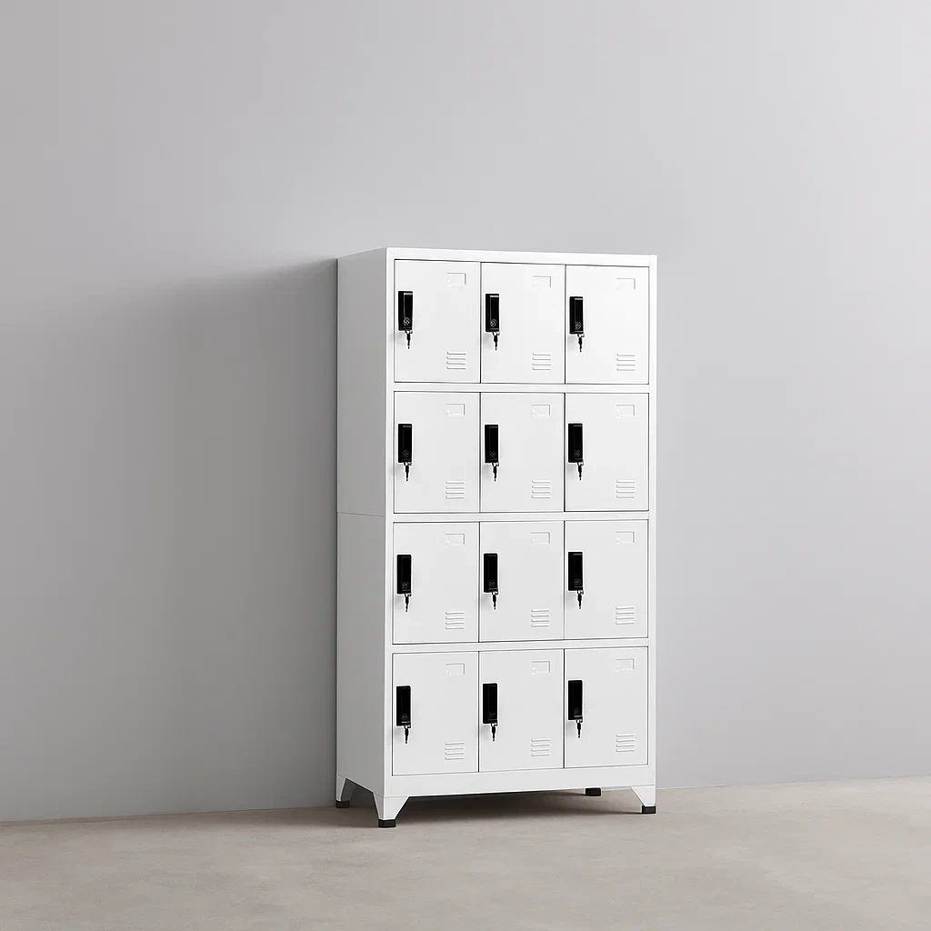 Casier métallique de bureau à 12 portes - Blanc - Acier - Convient à un usage scolaire et professionnel - 90 × 45 × 180 cm - 8CPUPKdCBLLl