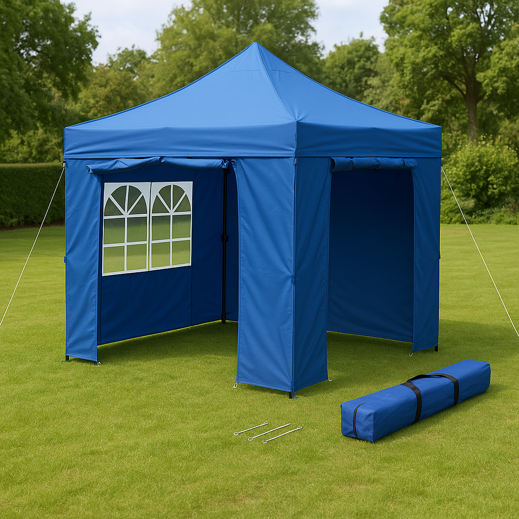 tonnelle pliante, toile Oxford bleue, pour jardin, événements en extérieur, 2 x 2 x 2,5 m