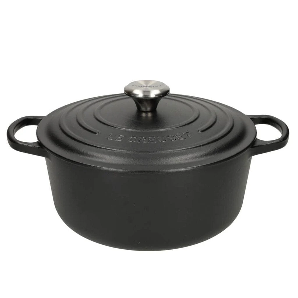 2025 Le Creuset - Signature Runde, matte schwarze Brat-/Schmorpfanne 26 cm 5,3 l (schwarze Innenseite)