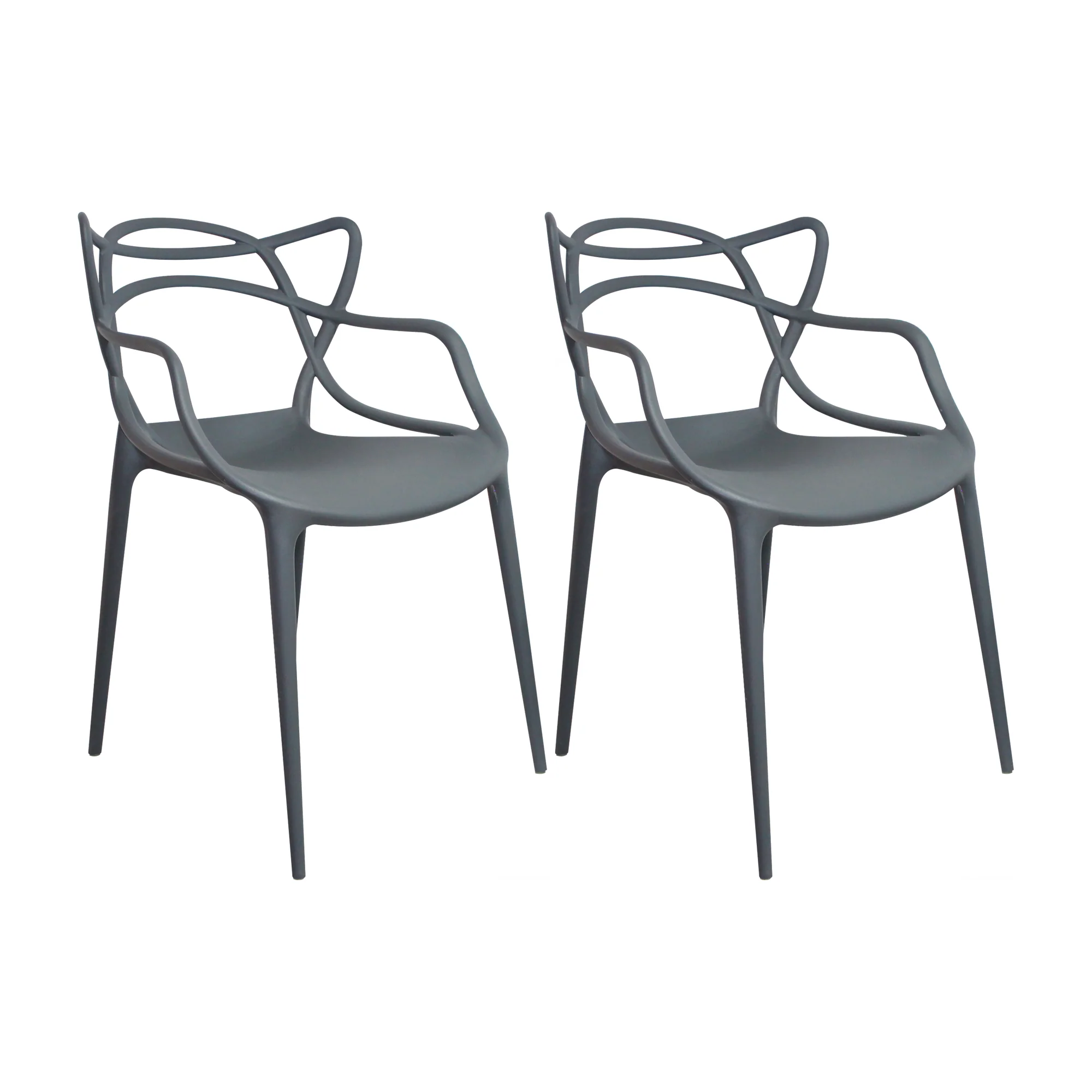 2025 Kit X 2 Solna Gartenstühle 54 cm Europäisch Grau mit Armlehnen