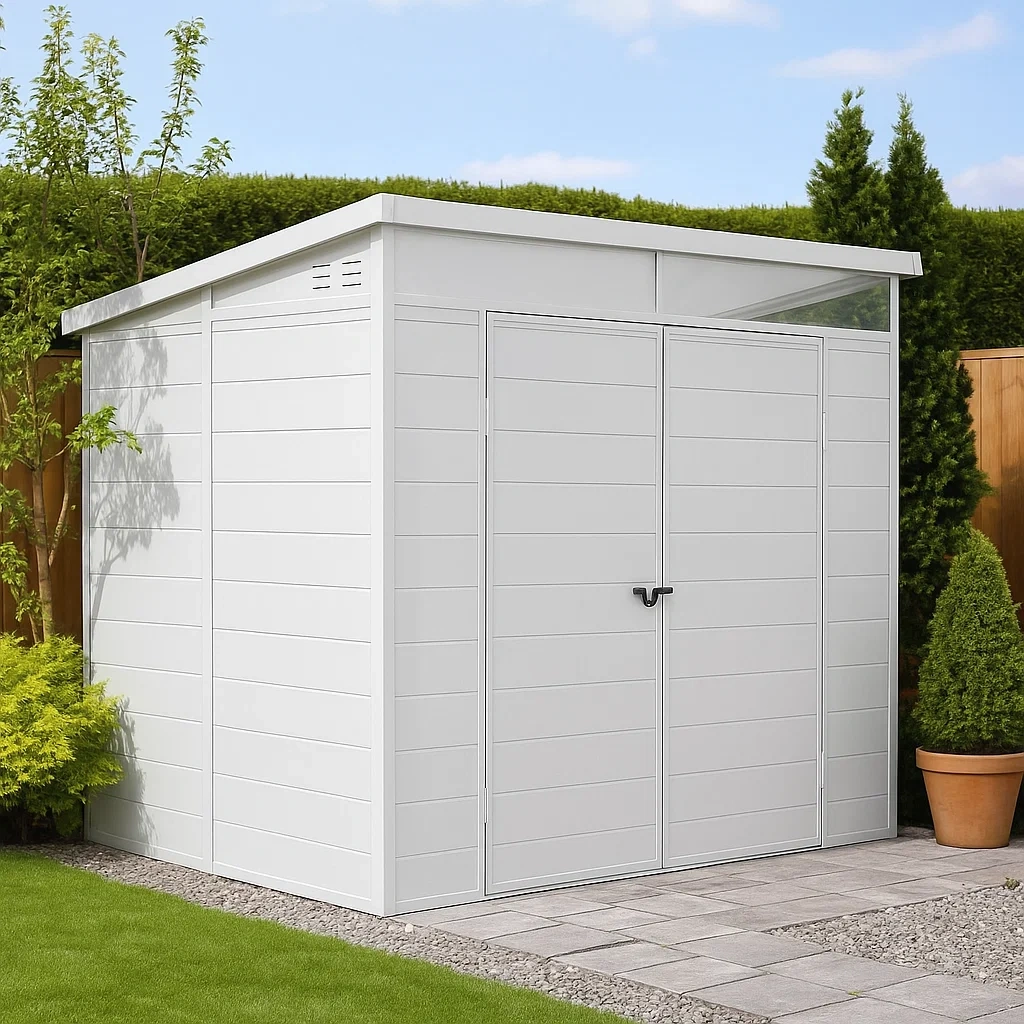 Abri de jardin en acier galvanisé blanc, 4,77 m² - cxOUVUT132vH