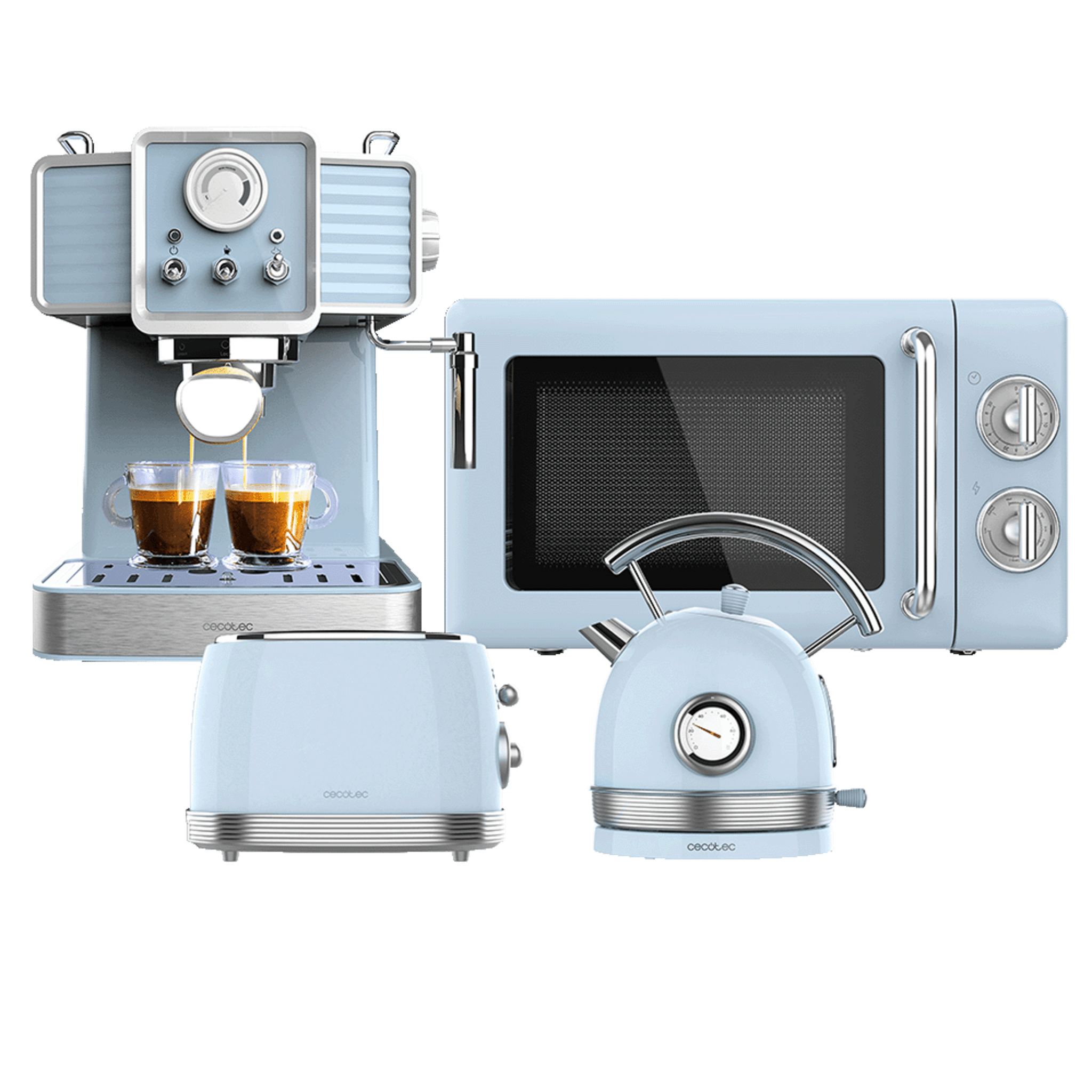 ProClean 3110 Retro Blue + Vintage 800 Light Blue + Thermosense 420 Vintage Light Blue + Power Espresso 20 Traditional Light Blue