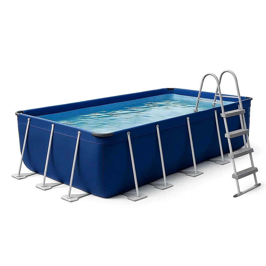 Piscine tubulaire rectangulaire 532 x 265 x 119 cm, bleue et blanche, avec filtre et échelle FGCeeoH195OI