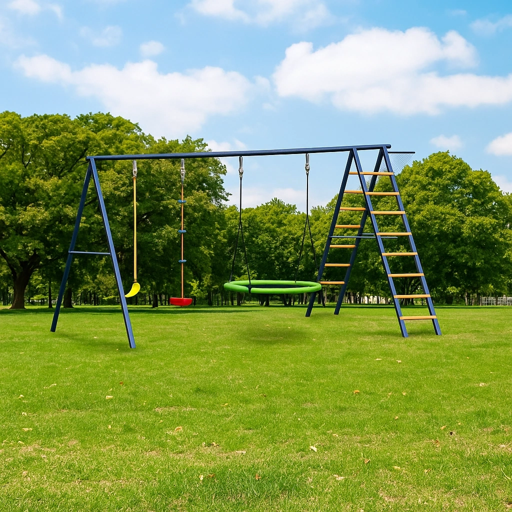 Mehrfarbiges Stahlschaukelgestell für Kinder, Garten, 340 x 200 x 210 cm - pzeBhUl191NJ