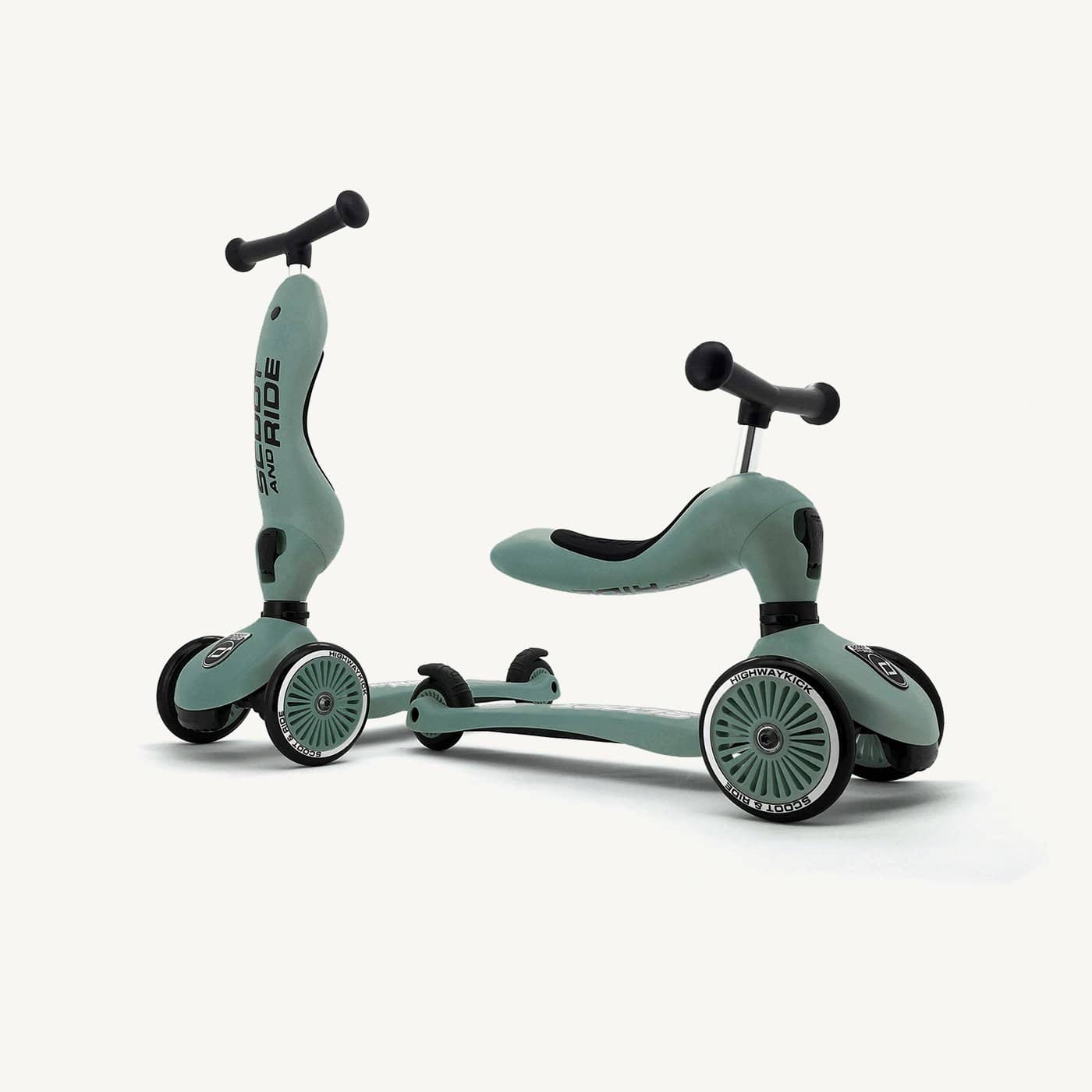 2025 Scoot and Ride 2-in-1 Pedalfreies Fahrrad und Scooter – Highwaykick 1 – Forest
