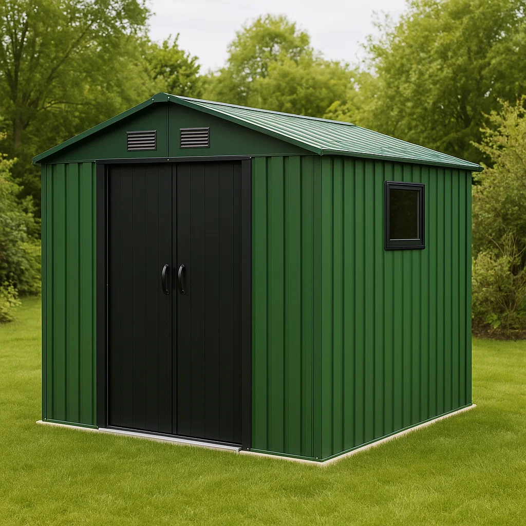 Abri de jardin, local à outils vert avec porte en métal noir pour extérieur, 213 x 187 x 225 cm bHzufsP169Nv