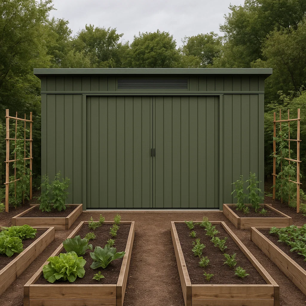 Abri de jardin vert olive, en métal, pour extérieur, 260 × 190 × 210 cm nclPlfg200KN