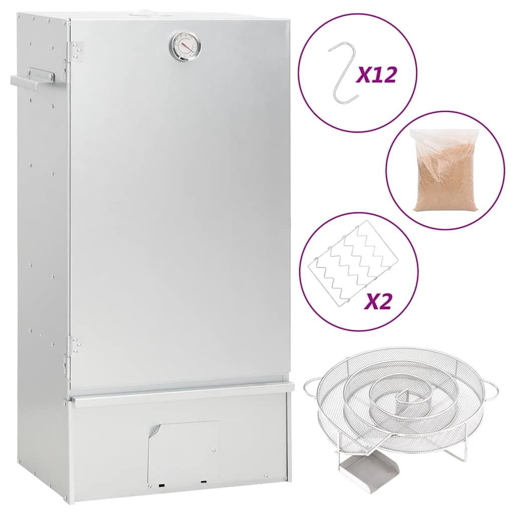 VidaXL BBQ-Smokerofen mit Kaltrauchgenerator, verzinkter Stahl