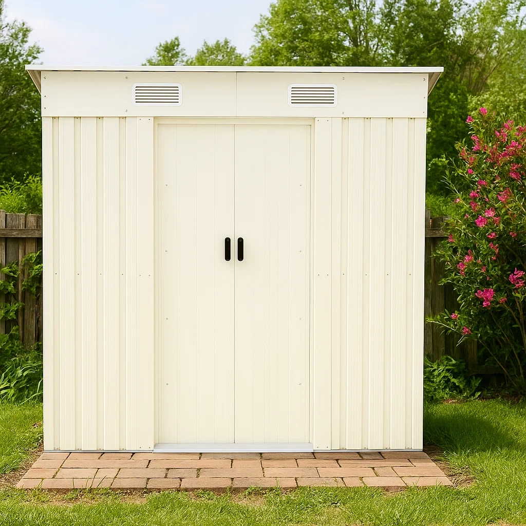 Abri de jardin en acier galvanisé blanc, 3,59 m² - VkzeApF140QK