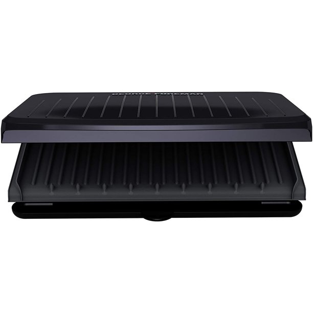 George Foreman Classic Elektrogrill für 9 Personen mit Grillplatten und Panini-Presse – Metallic-Grau
