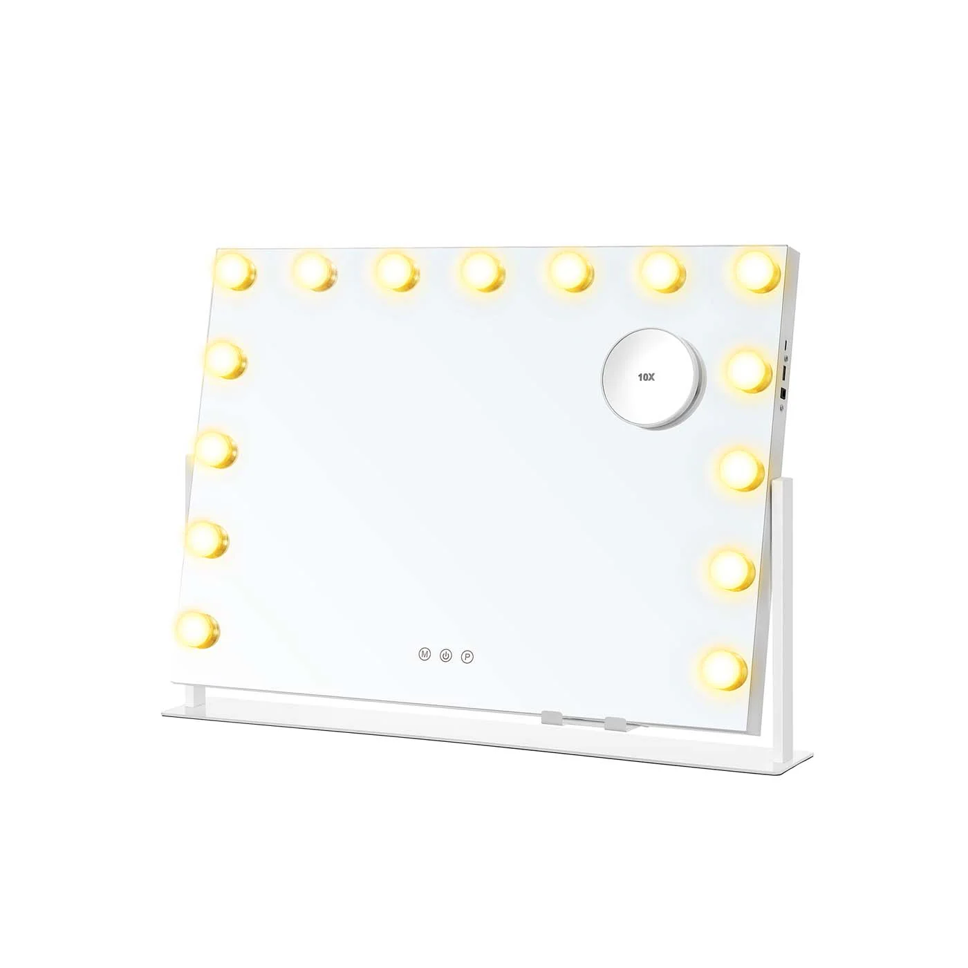 Schminkspiegel mit hellen und matten weißen Glühbirnen