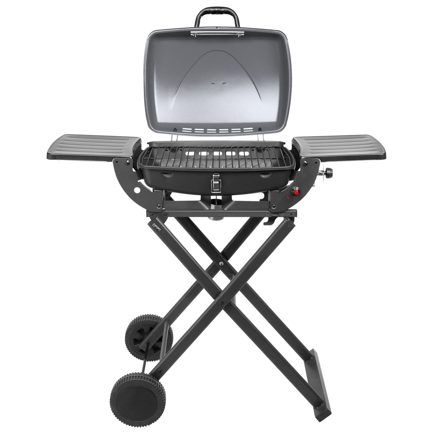 Tragbarer, faltbarer Gasgrill, 3,6 kW, mit Rädern, Füßen und Ablagefläche