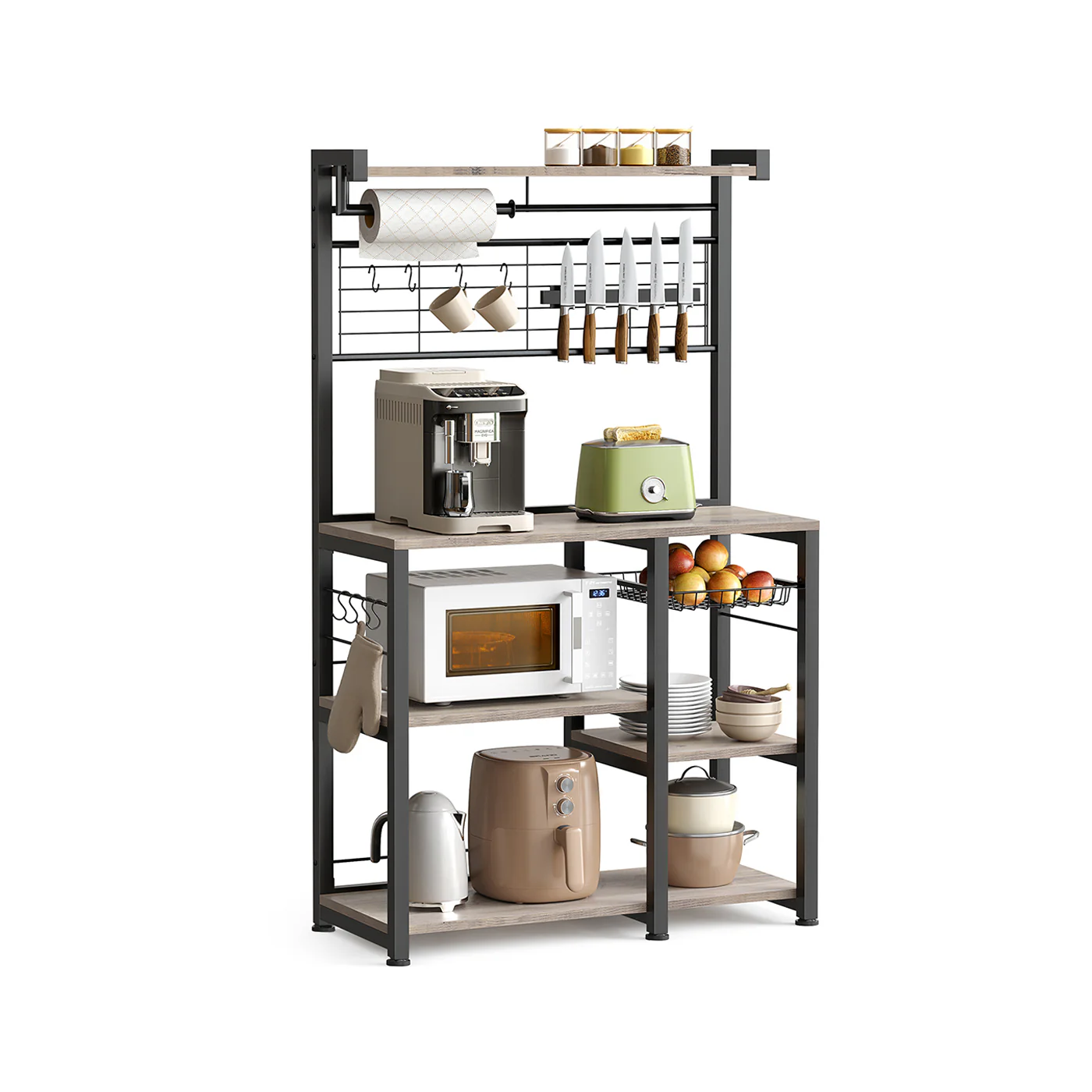 Küchenregal, Bäckereiregal, Drahtkorb, Papierhalter
