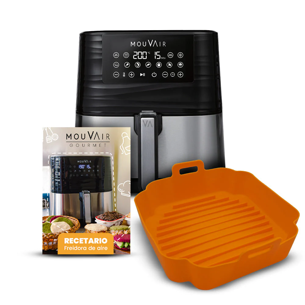 Mouvair Gourmet Heißluftfritteuse 5,5 Liter (Modelljahr 2025) + Silikonform