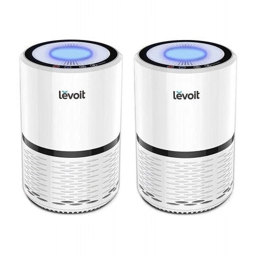 LEVOIT Luftreiniger für Haushalte mit Rauchern, Allergikern und Tierhaaren, echter HEPA-Filter, leiser Betrieb für Schlafzimmer, Filtersystem und Geruchsbeseitigung, Rauch, Staub, Schimmel, Nachtlicht, LV-H132, 2er-Pack