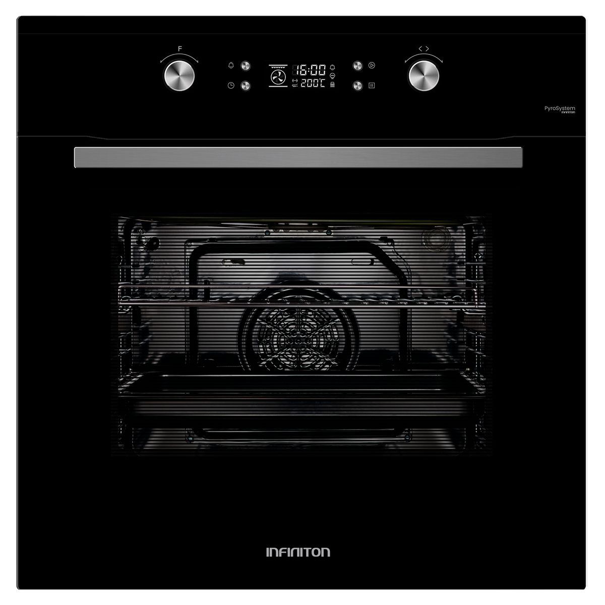 Infiniton P709fb Pyrolyse-Backofen, 70 l, 60 cm breit, Energieeffizienzklasse A, 3200 W, Schwarz