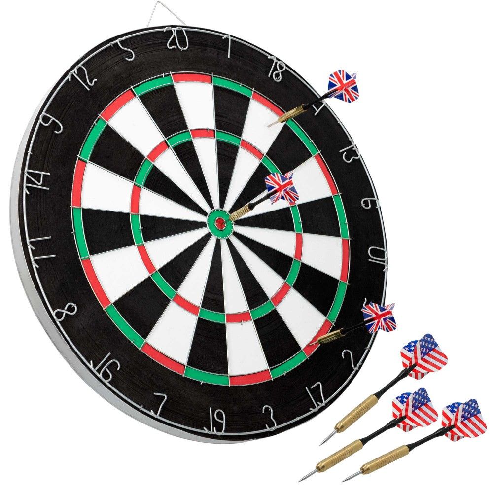 Aktive Sport Dartscheibe mit 45 cm Durchmesser und Darts