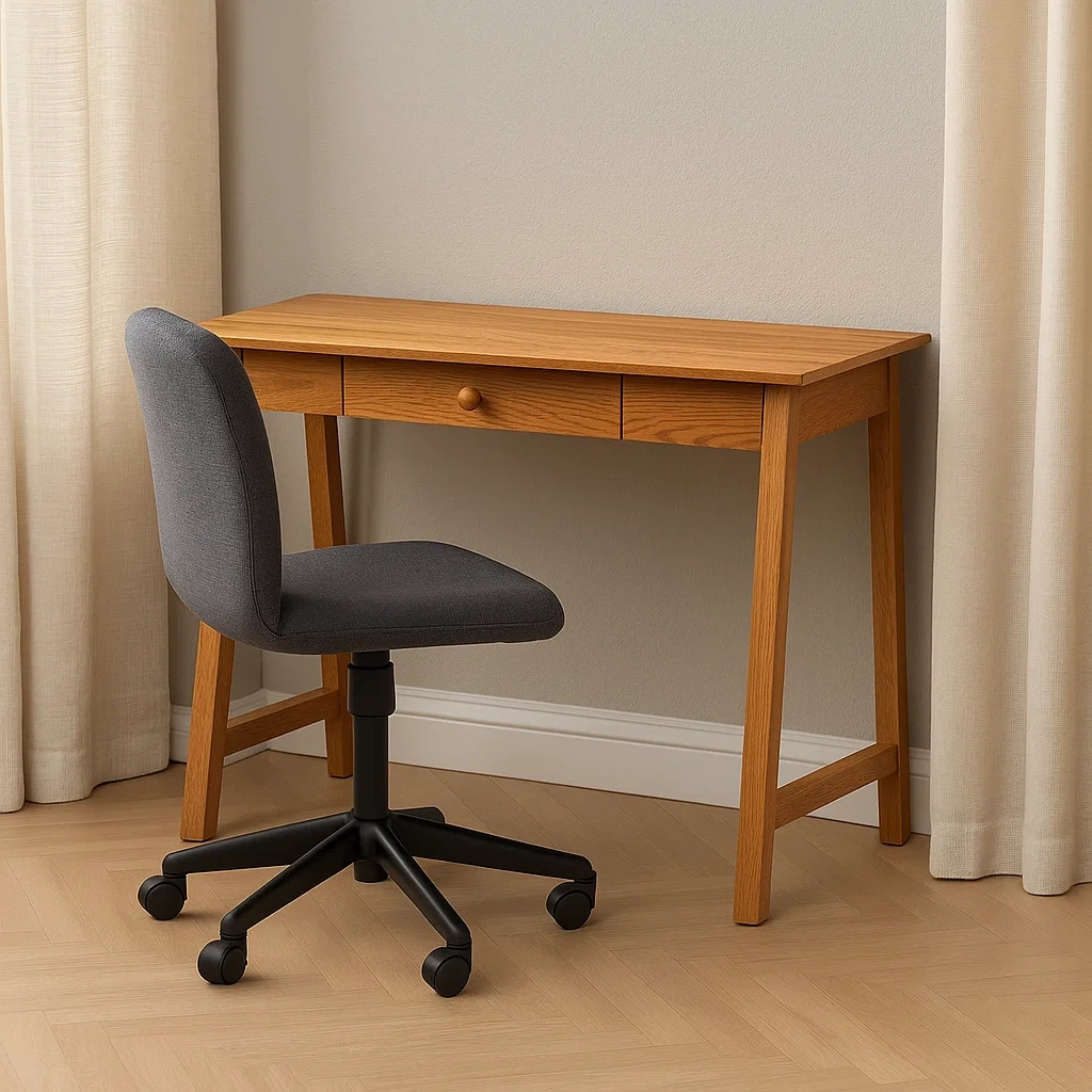 Bureau d'ordinateur en bois massif, couleur chêne clair, avec tiroir de rangement, structure autoportante, 130 x 45 x 75 cm, pour bureau ou chambre - h8RSJyS1VUgg