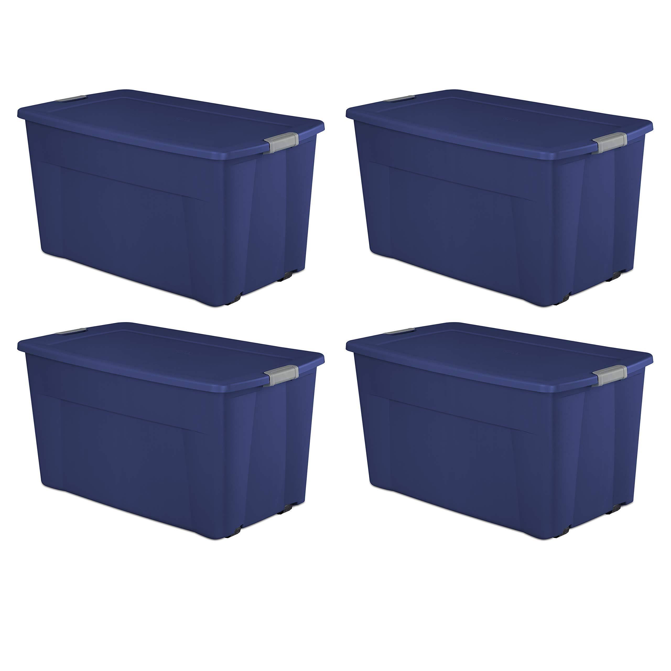 45-Gallonen-Rollcontainer mit Schloss – Stadionblau (4er-Pack)
