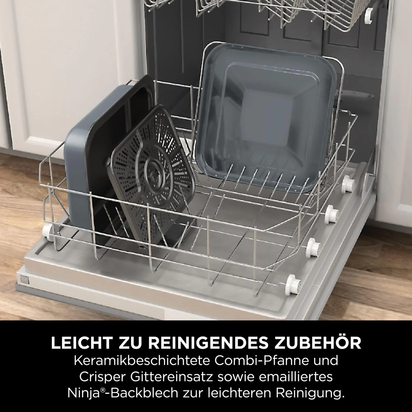 Ninja Combi 12-in-1 Multikocher (Modelljahr 2025). Backofen und Heißluftfritteuse. 12 Kochfunktionen. Heißluftfritteuse und Grill. Fertig in 15 Minuten*. Inkl. Grillplatte, Pfanne, Crisper-Gitter und Rezeptheft. Grau. SFP700EU
