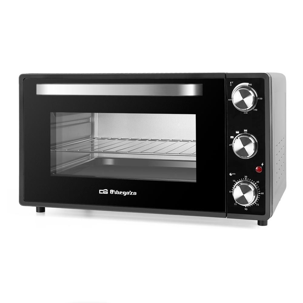 Orbegozo Ho 385 – Elektrischer Tischbackofen, 38 l, Timer, einstellbares Thermostat, Ober-/Unterhitze, Krümelschublade, 2000 W