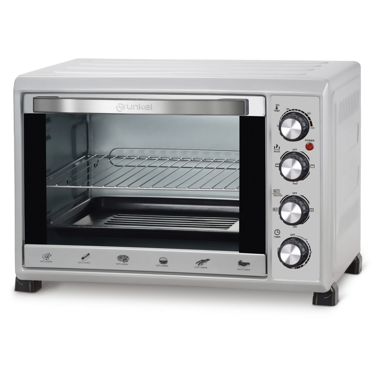38-Liter-Multifunktions-Elektro-Tischbackofen – HR-38Silber – 2000 W – Grau