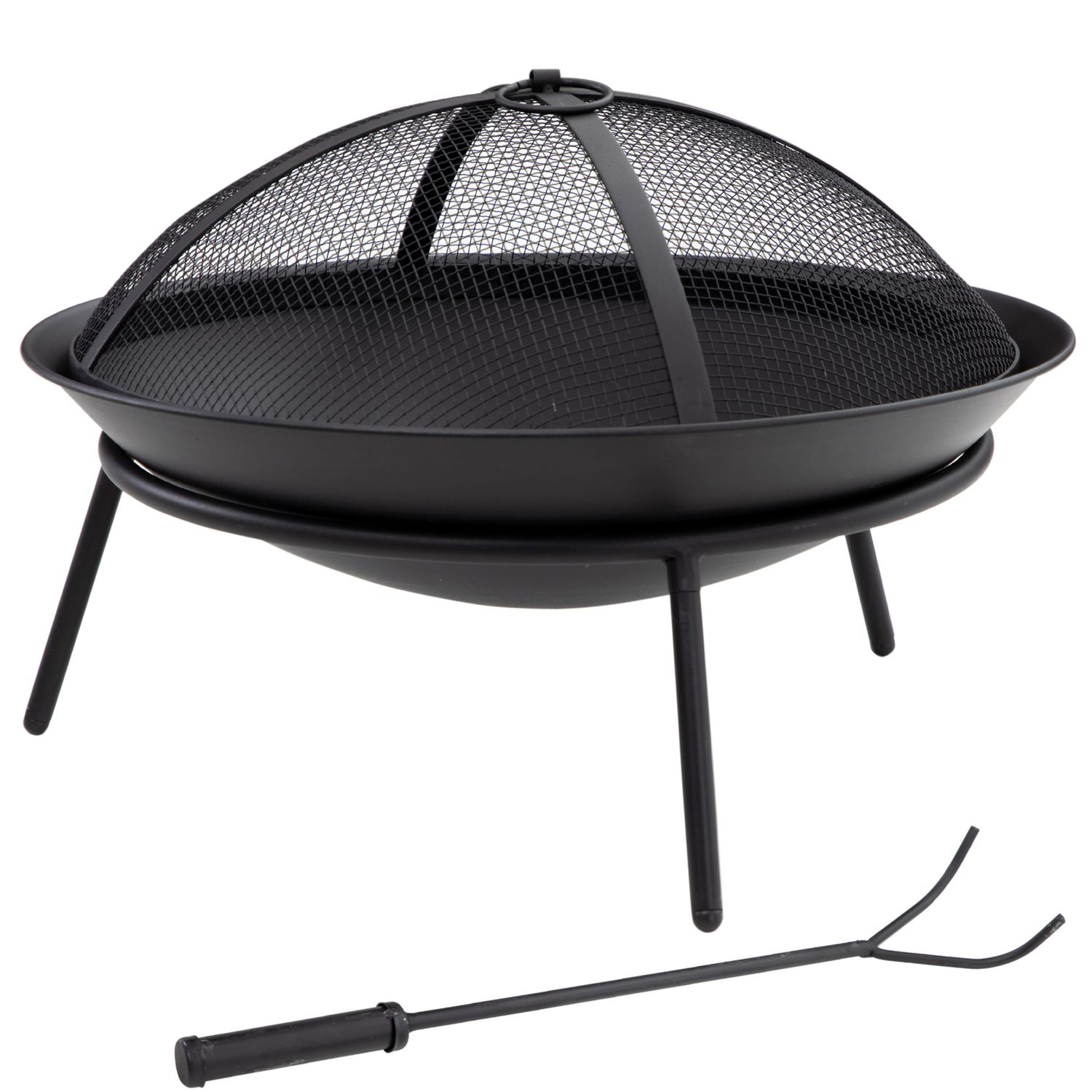Feuerstelle aus Metall für den Garten, Ø 47 x 33 cm – Outsunny. Schwarz.