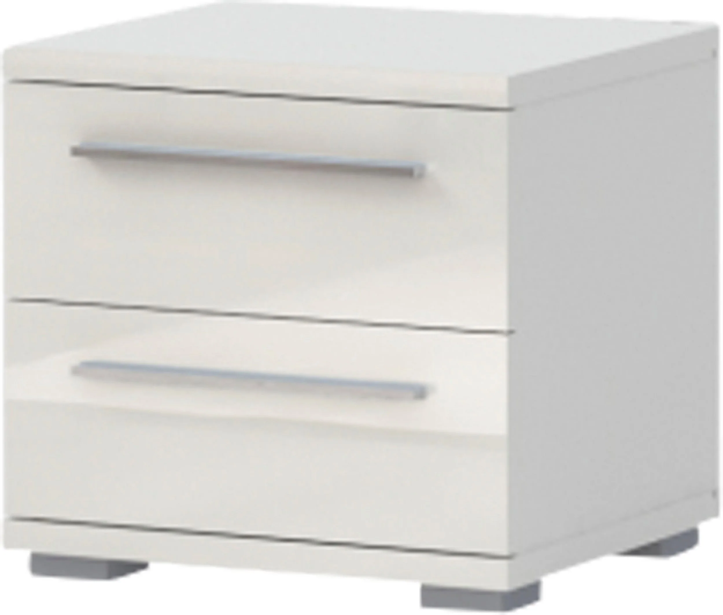 Hochglanzbeiger Klaviernachttisch mit 2 Schubladen, 45 cm breit