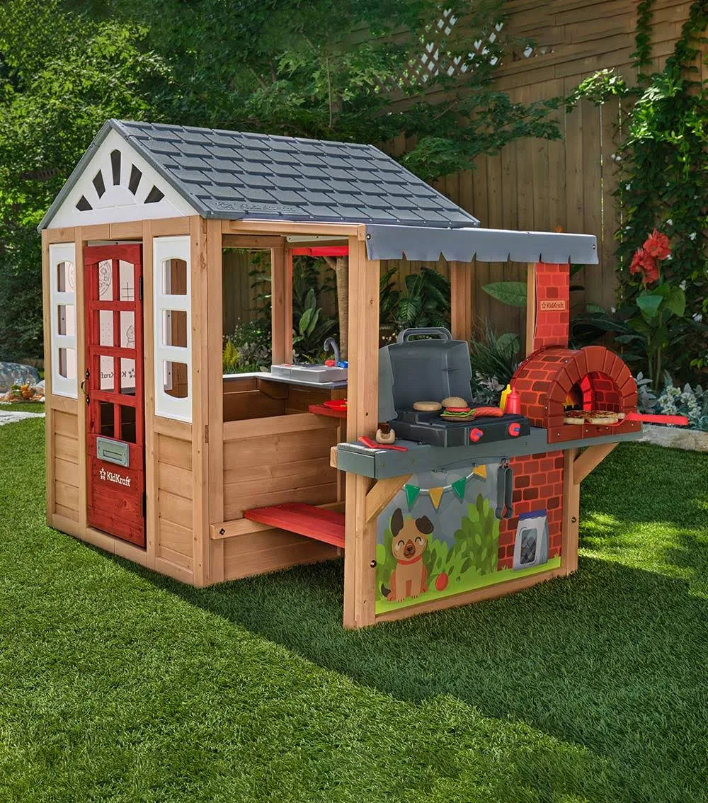 2025 KidKraft Grill & Chill Pizza Party Holzspielhaus für draußen