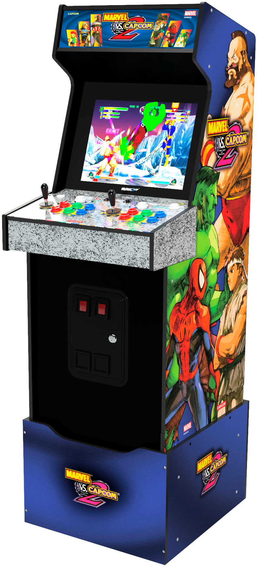 Arcade1Up – Marvel vs. Capcom 2 Arcade-Automat mit beleuchtetem Leuchtschild