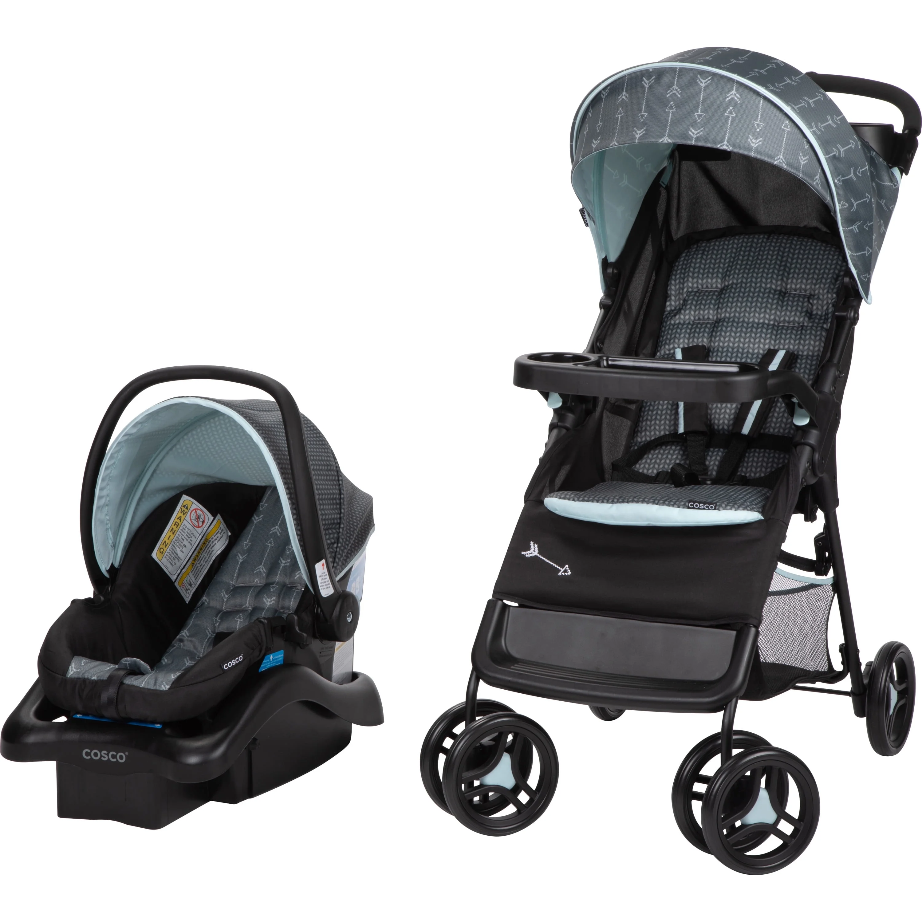 Cosco Kids Lift & Stroll DX Reisesystem (Modelljahr 2025). Graue Pfeile. Für Kleinkinder. Unisex.