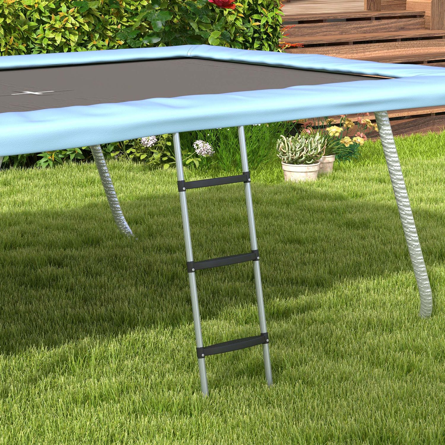 Sportnow Trampolinleiter, Stahl PP, 110 x 32 cm, Silber