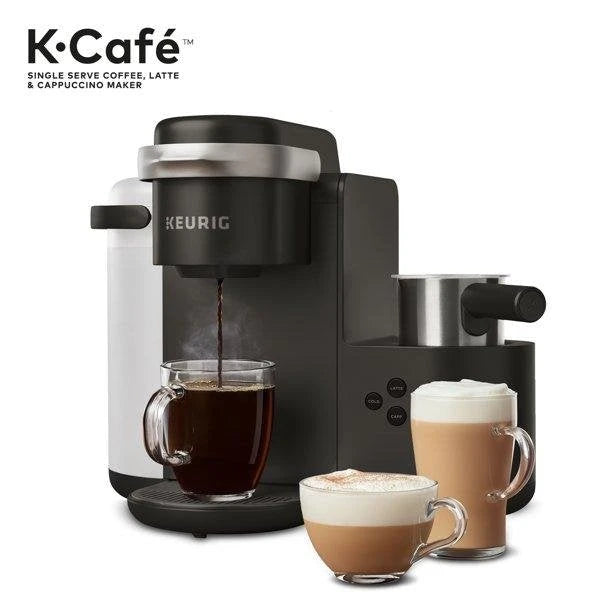 Keurig K-Cafe K-Cup Einzelportions-Kaffeemaschine für Kaffee, Latte Macchiato und Cappuccino, Holzkohle