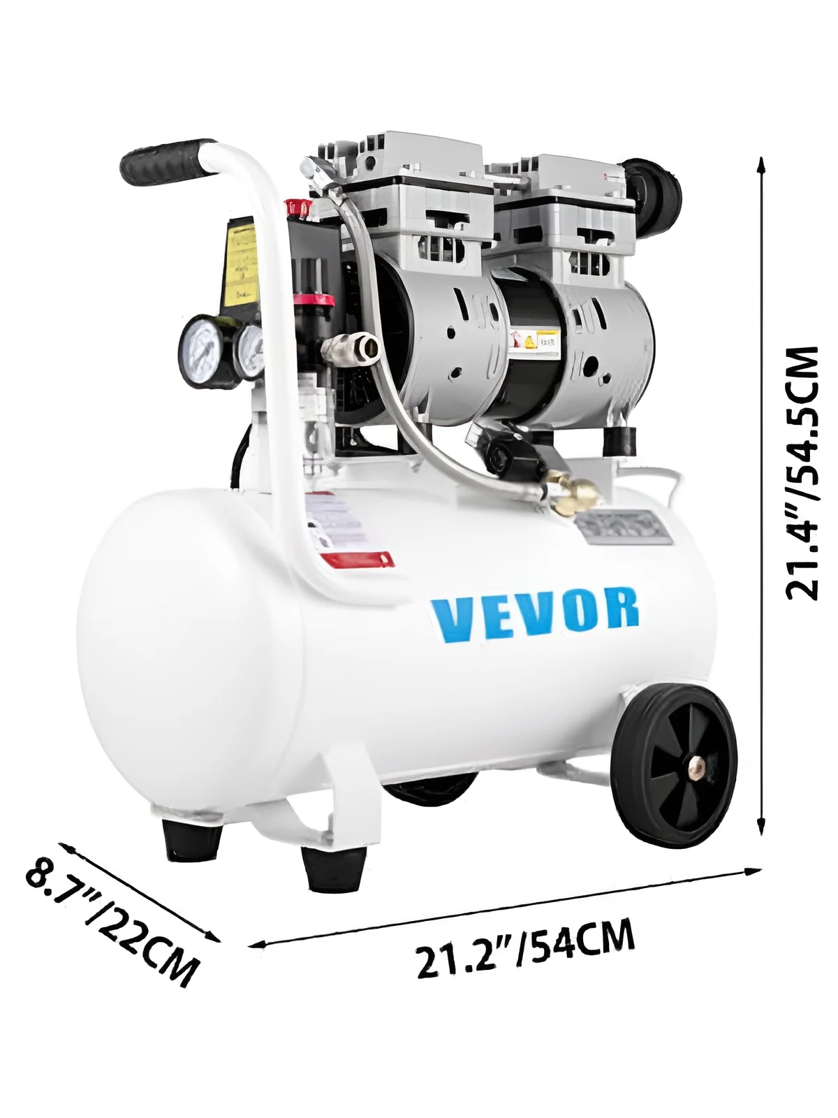BENTISM 2025 25 L (6,6 Gallonen) Tragbarer Luftkompressor. 1 PS. Ölfrei. Stahltank. 115 PSI. Flachkolben. Extrem leise – für Heimwerkerarbeiten und Reifenaufpumpen.