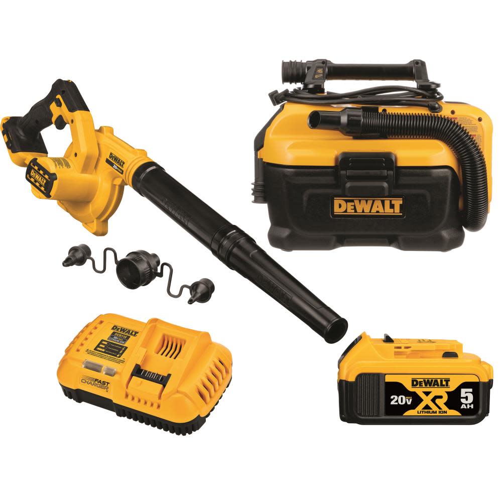 DEWALT 20V MAX 2-teiliges Kombi-Set (Gebläse und Staubsauger) DCK204P1 (Modelljahr 2025)
