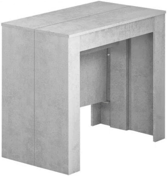 Mobelcenter - Ausziehbarer Konsolentisch, Tisch für Wohnzimmer, Flur oder Küche, ausziehbarer Akkordeontisch, Zementfarbe (1127)