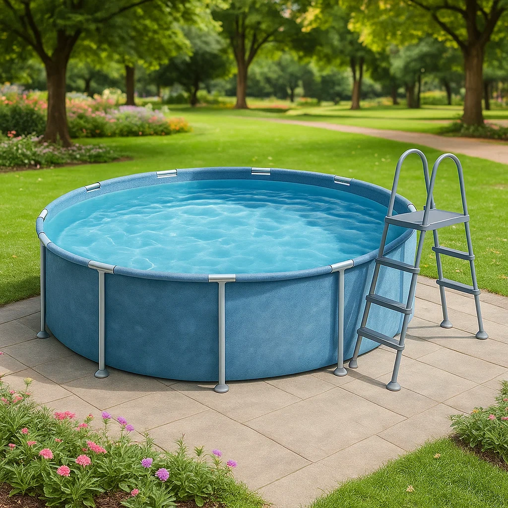Piscine tubulaire ronde 298 x 96 cm bleue avec filtre et échelle BfQxAHP241gG