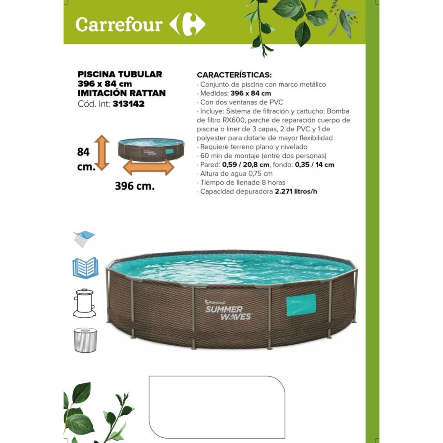 Röhrenpool 396x84 cm Topub Summer Waves