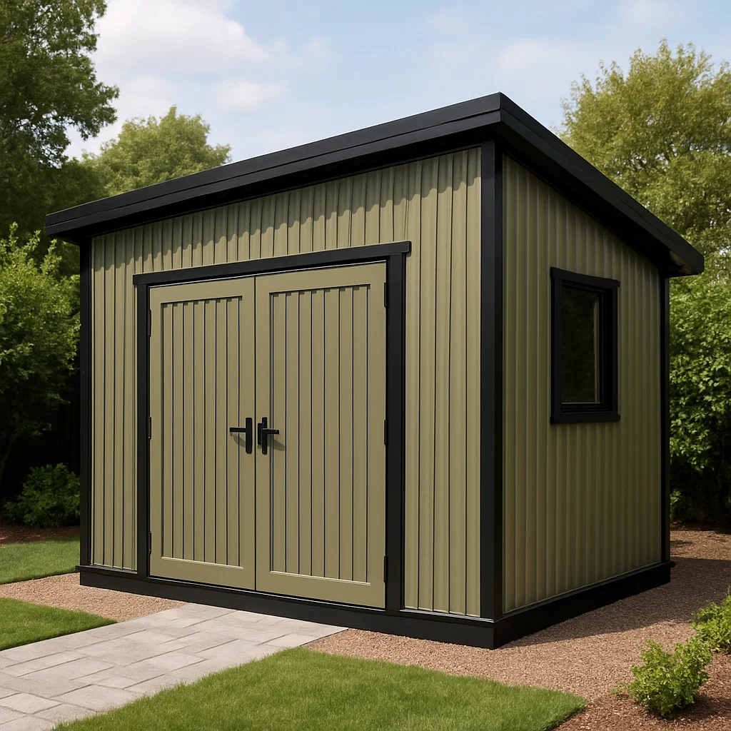 Abri de jardin en métal vert olive pour jardins extérieurs, 240×200×210 cm gHKZtam231bm