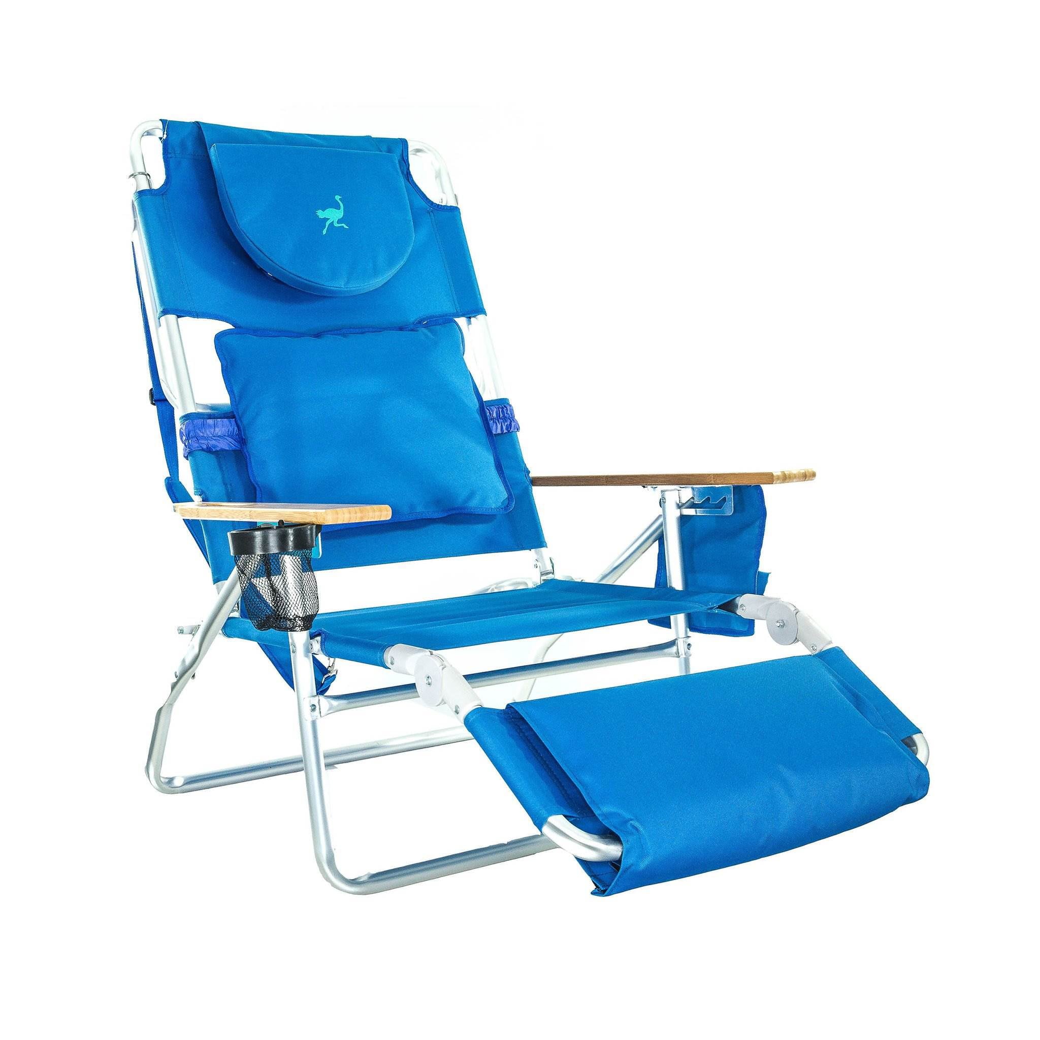 2025 Ostrich Deluxe Gepolsterter 3-in-1 Liege-Strandstuhl. Blau (4er-Pack)