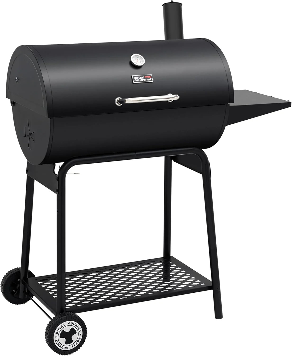 Royal Gourmet CC1830 Holzkohlegrill (76 cm) mit Beistelltisch (Modelljahr 2025). Outdoor-Grill mit 4100 cm² Grillfläche für Garten, Terrasse und Partys. Schwarz.