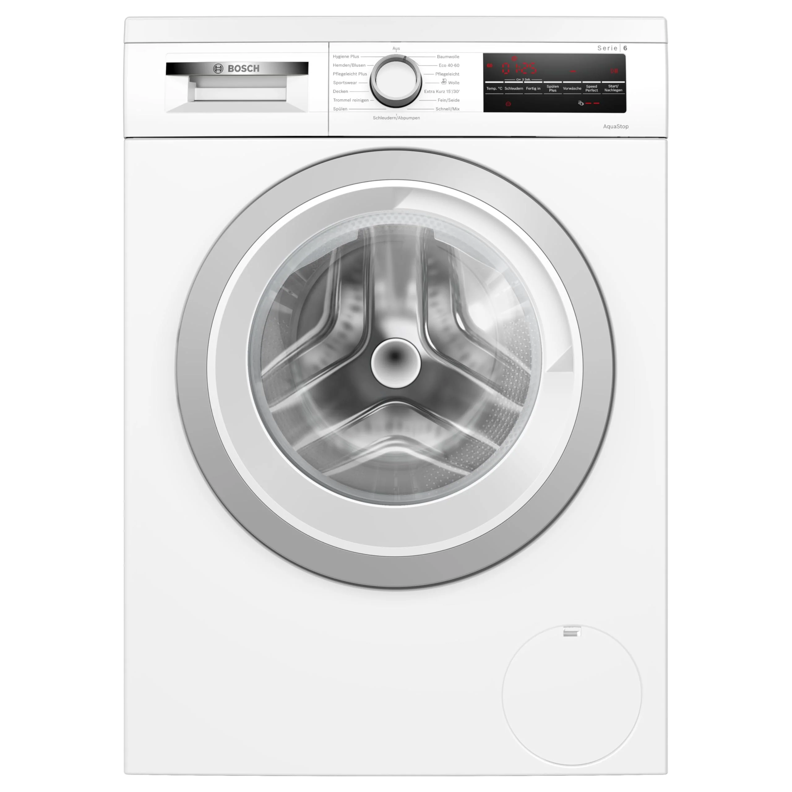 Bosch WUU28T70, Serie 6, Baujahr 2025. Waschmaschine. 8 kg. 1400 U/min. Einbaugerät. SpeedPerfect Schnellwaschprogramm. Wäschezusatzfunktion. Hygiene Plus. Variotrommel. Leiser Betrieb dank EcoSilence Drive. LED-Display. Weiß.