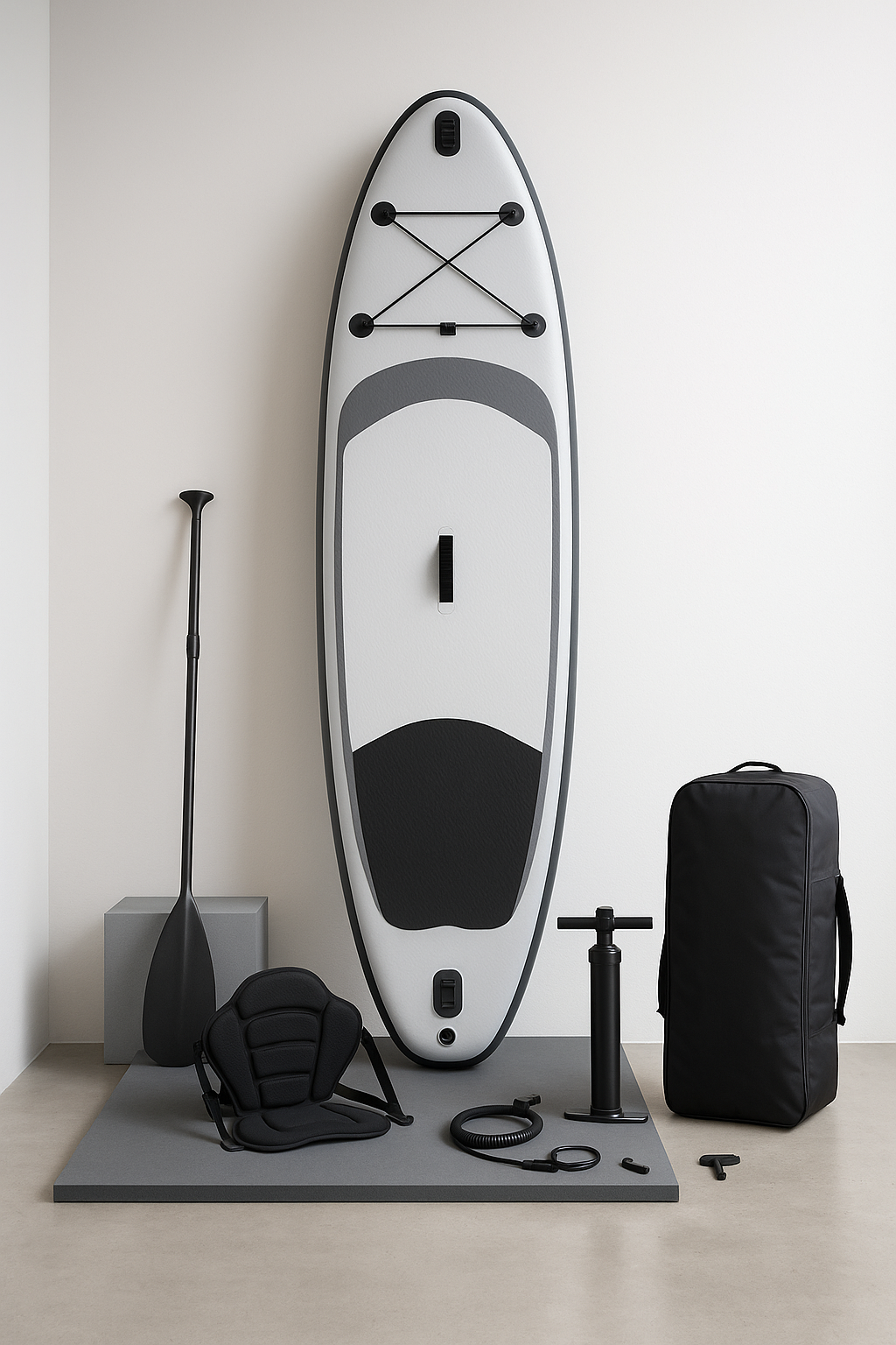 Planche de paddle gonflable en PVC noir et blanc pour sports nautiques, idéale pour les lacs et les plages (320 x 81 x 15 cm) LoYMdSX550wu