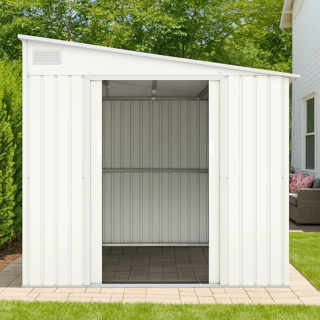 Abri de jardin en acier galvanisé blanc, 2,92 m² - tdZZaLd144Xy