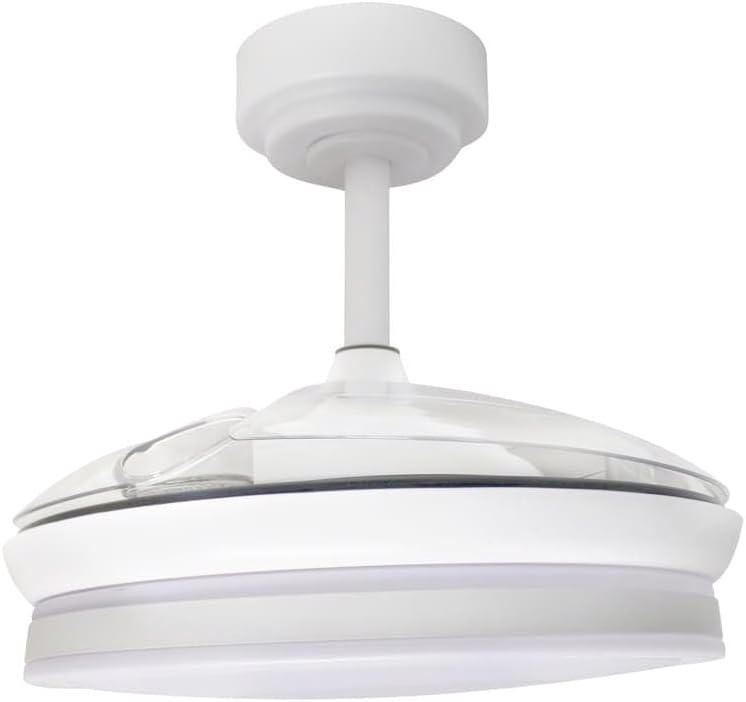 wonderlamp – Pearl Mini LED-Deckenventilator mit Licht, einziehbaren Flügeln, sehr leisem Gleichstrommotor, 3 einstellbaren Farbtemperaturen, 46 W, Weiß