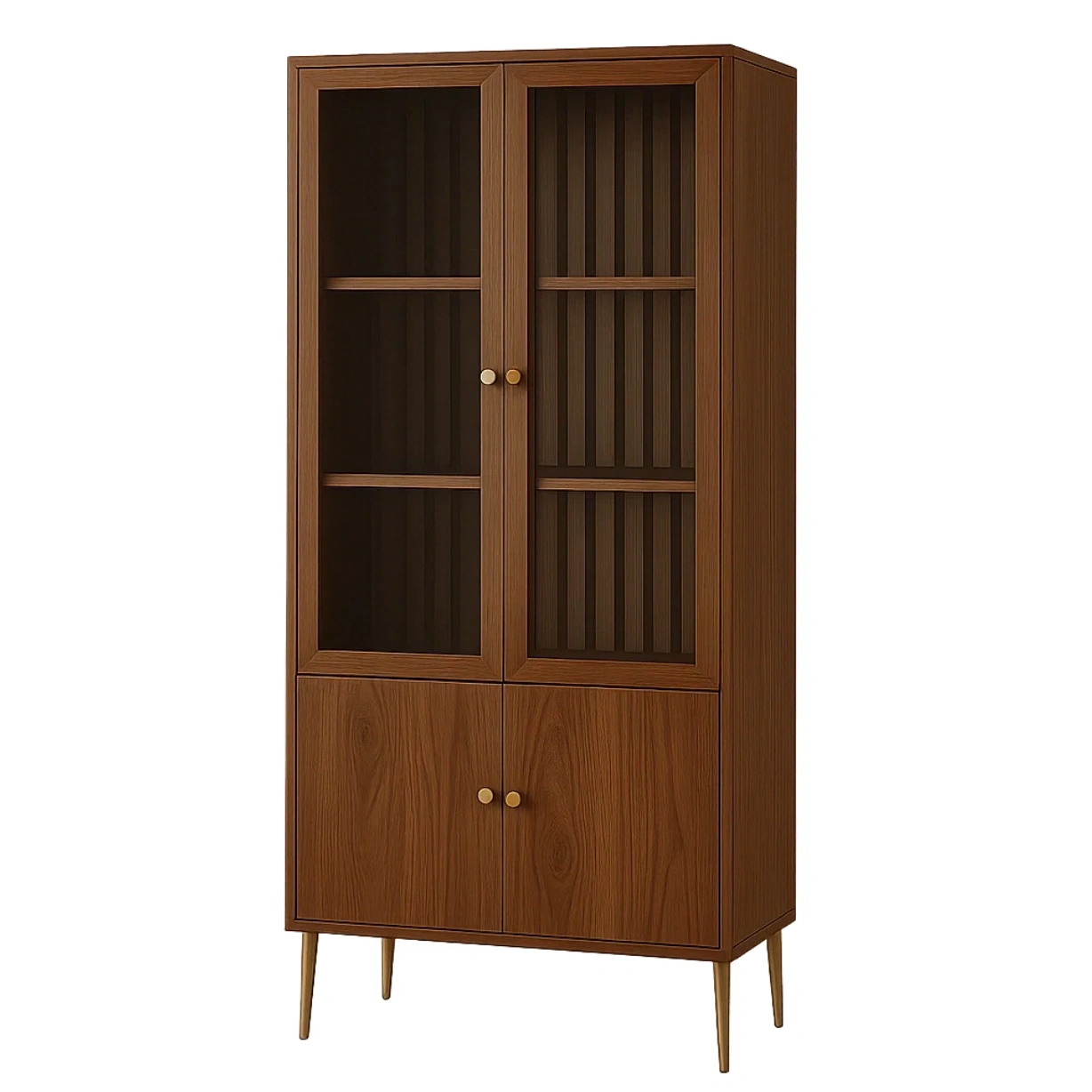 Vitrine en verre et bois à 3 étagères, en aggloméré marron, autoportante, pour salon ou bureau, 90 x 40 x 180 cm - zie1ODsokFdY