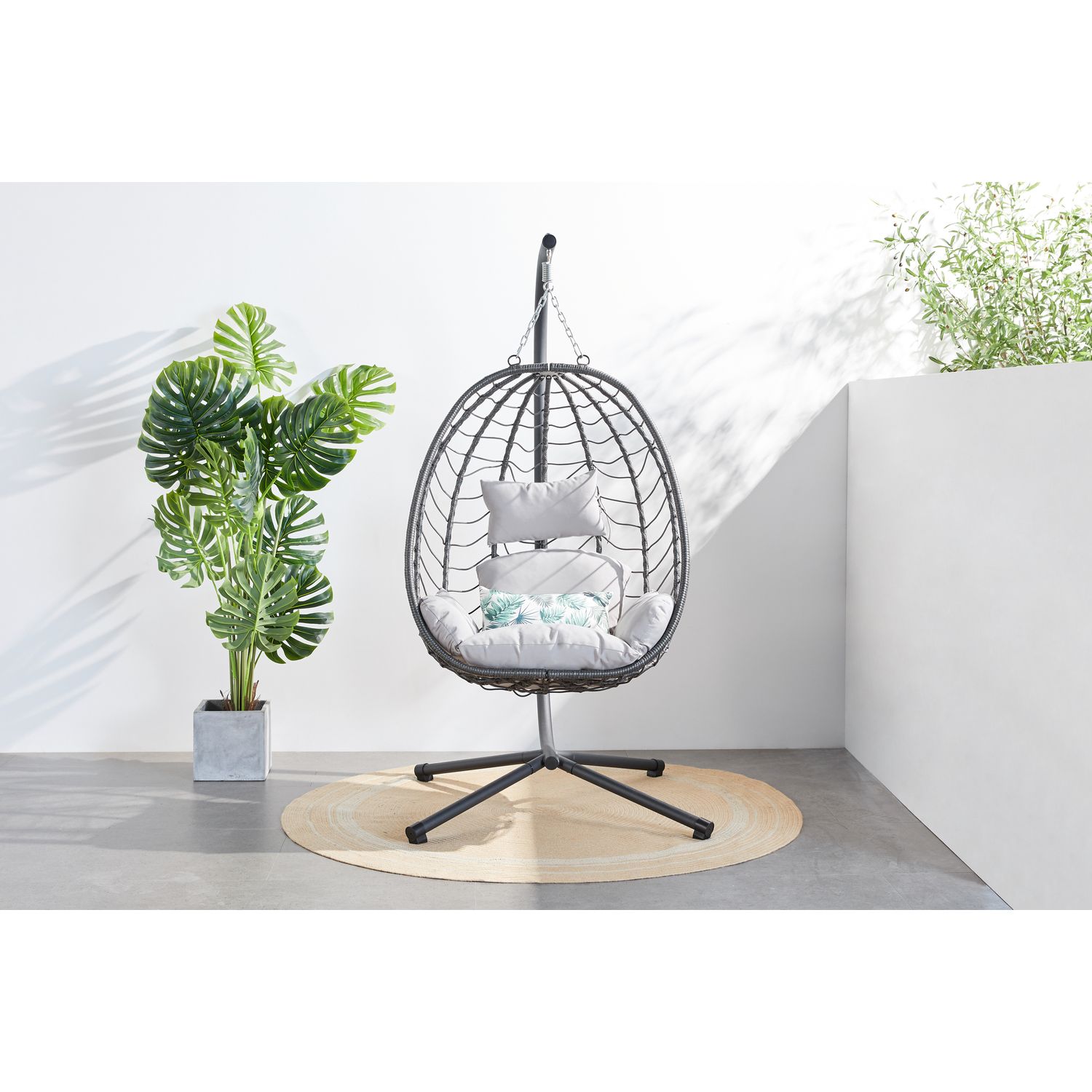 Lima Hängesessel, graues Kunstharz