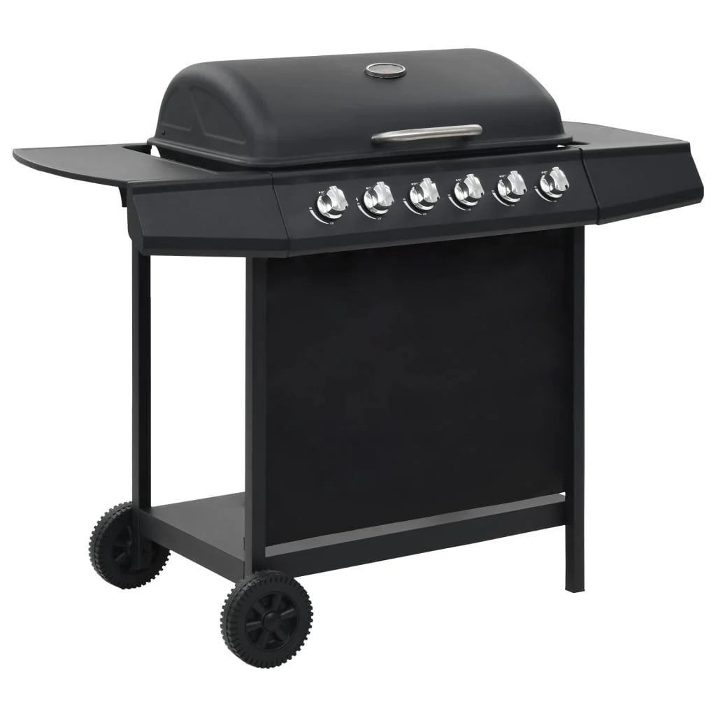 Tragbarer Gasgrill 2025 mit 6 Grillzonen, schwarzer Stahl V3794